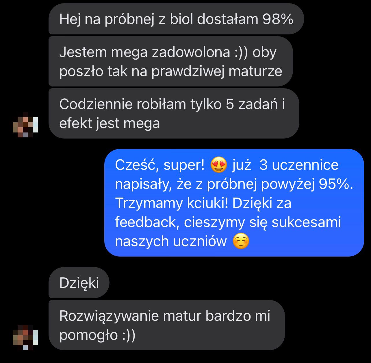 Uczennica: 98% z próbnej, codziennie 5 zadań